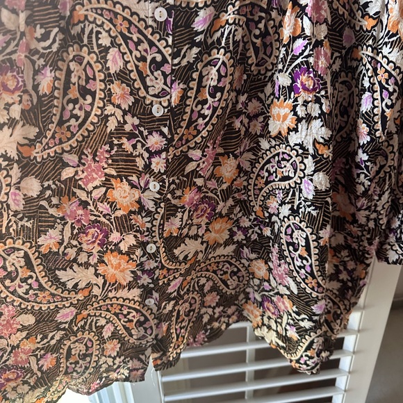 Jane & Delancey Floral Womans Blouse Tunic Long Sleeve Paisley Pleaded front - Picture 7 of 13